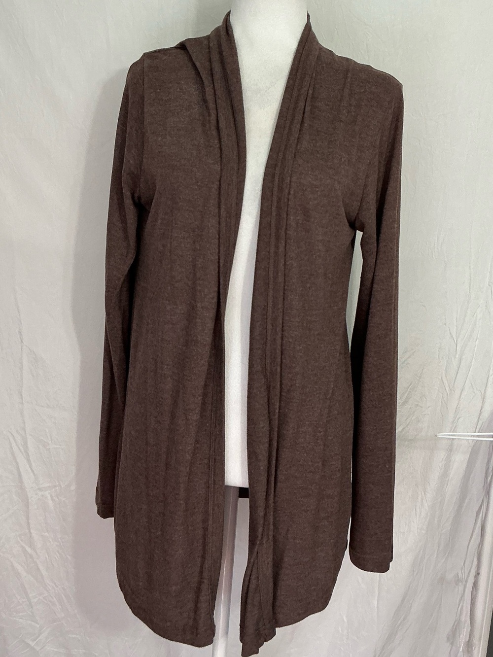 Women’s Open-Front Brown Longline Cardigan
